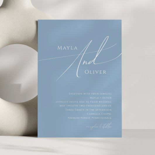 Whimsisches Skript | Dusty Blue Wedding Einladung
