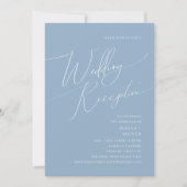 Whimsisches Skript | Dusty Blue Wedding Empfang Einladung (Vorderseite)