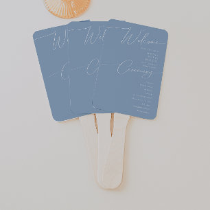 Whimsisches Skript   Dusty Blue Wedding Program Fächer