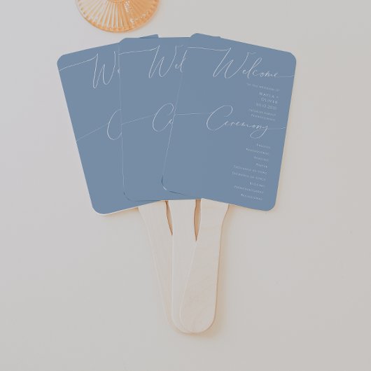 Whimsisches Skript | Dusty Blue Wedding Program Fächer