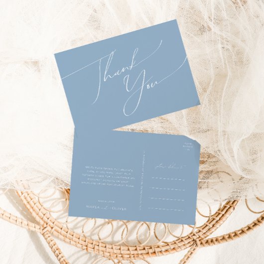 Whimsisches Skript | Dusty Blue Wedding Vielen Dan Postkarte