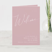 Whimsisches Skript | Dusty-Rose-Faltenhochzeit Programm (Vorderseite)