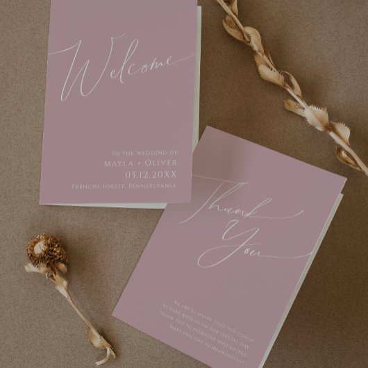 Whimsisches Skript | Dusty-Rose-Faltenhochzeit Programm