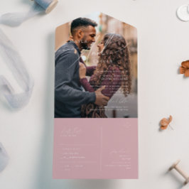 Whimsisches Skript | Dusty Rose Foto Siegel und Se All In One Einladung