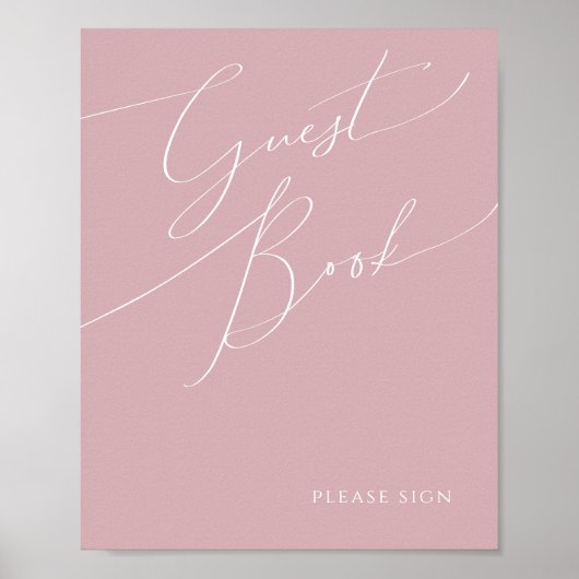 Whimsisches Skript | Dusty Rose Guest Book Sign Poster (Vorne)