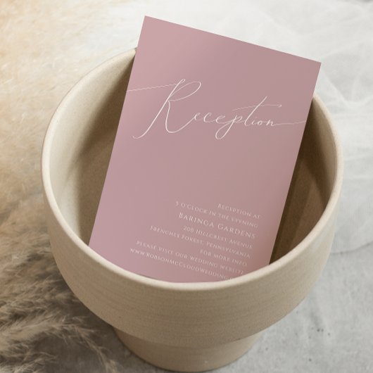 Whimsisches Skript | Dusty Rose Hochzeitsempfang Begleitkarte