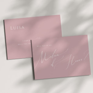 Whimsisches Skript Dusty Rose Matron of Honor Ca Einladung