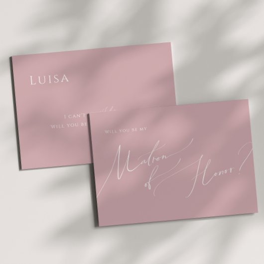 Whimsisches Skript | Dusty Rose Matron of Honor Ca Einladung