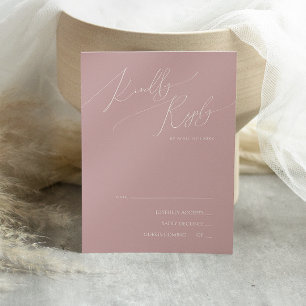 Whimsisches Skript Dusty Rose RSVP Card Karte
