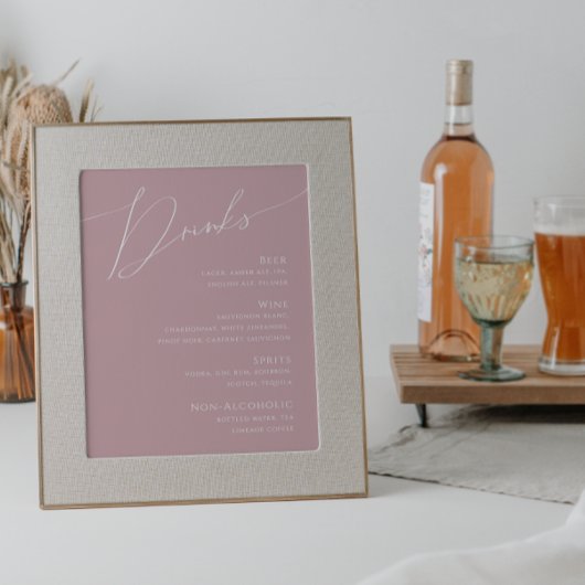Whimsisches Skript | Dusty Rose Wedding Drinks Men Poster