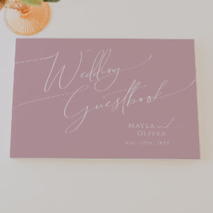 Whimsisches Skript   Dusty Rose Wedding Guestbook Gästebuch