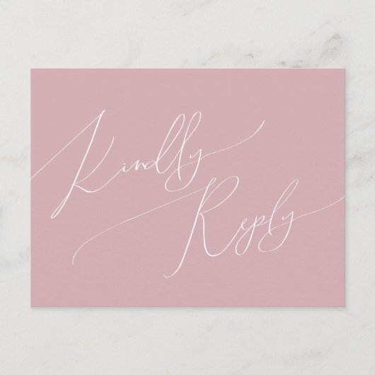 Whimsisches Skript | Dusty Rose Wedding RSVP Postkarte (Vorderseite)