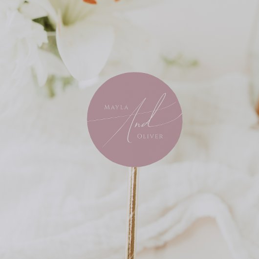 Whimsisches Skript | Dusty Rose Wedding Runder Aufkleber