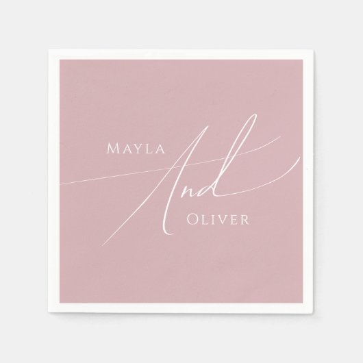 Whimsisches Skript | Dusty Rose Wedding Serviette (Vorderseite)