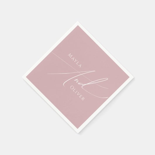 Whimsisches Skript | Dusty Rose Wedding Serviette (Ecke)