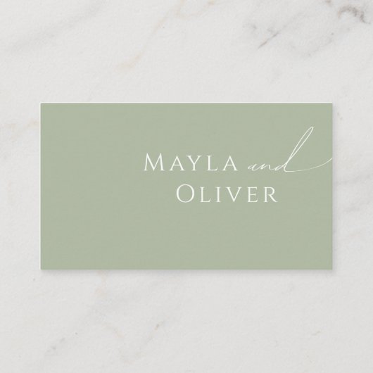 Whimsisches Skript | Hochzeitsfeier mit grünem Fla Platzkarte (Rückseite)