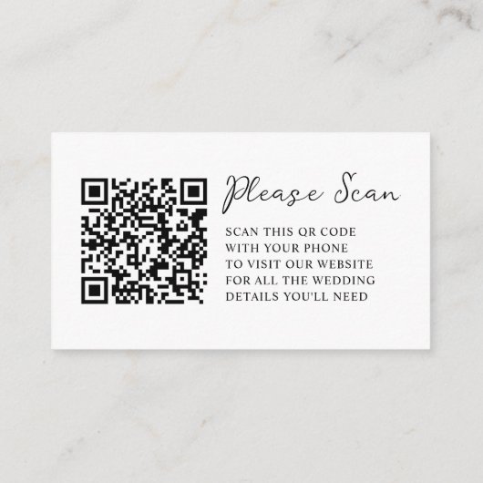 Whimsisches Skript | Hochzeitsseite QR Code Begleitkarte (Rückseite)