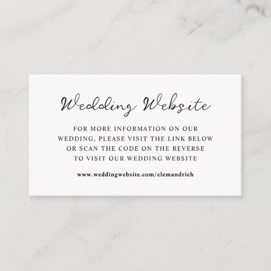 Whimsisches Skript | Hochzeitsseite QR Code Begleitkarte (Vorderseite)