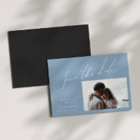 Whimsisches Skript | Horizontal Save the Date blau