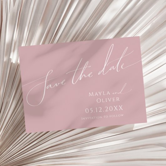 Whimsisches Skript | Horizontale Rose Save The Date