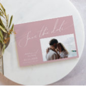 Whimsisches Skript | Horizontales Dusty-Rose-Foto Save The Date