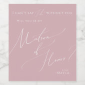 Whimsisches Skript | Rose des Ehrenvorschlags Weinetikett (Einzelnes Label)