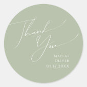 Whimsisches Skript | Sage Dankeschön Gastgeschenk Runder Aufkleber (Vorderseite)