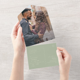 Whimsisches Skript | Sage Green Foto Siegel and Se All In One Einladung