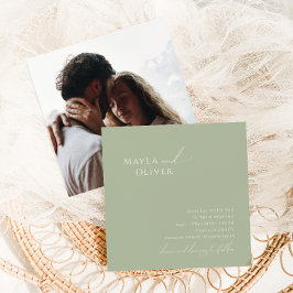 Whimsisches Skript | Sage Green Foto Square Weddin Einladung