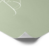 Whimsisches Skript | Sage Green Guest Book Sign Poster (Ecke)