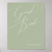 Whimsisches Skript | Sage Green Guest Book Sign Poster (Vorne)