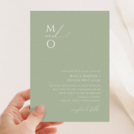 Whimsisches Skript | Sage Green Monogram Wedding Einladung