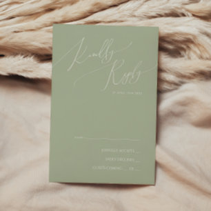 Whimsisches Skript   Sage Green RSVP Card Karte