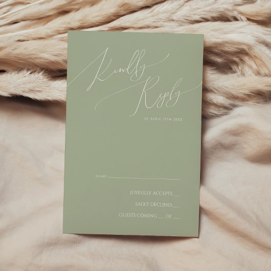 Whimsisches Skript | Sage Green RSVP Card Karte