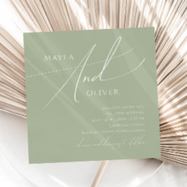 Whimsisches Skript | Sage Green Square Wedding Einladung