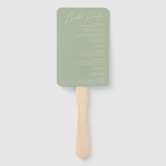 Whimsisches Skript | Sage Green Wedding Program Fächer (Rückseite)