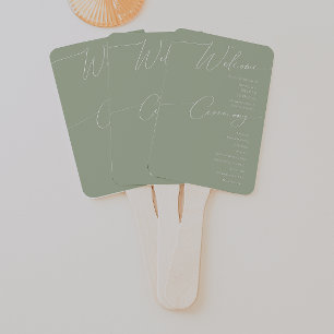 Whimsisches Skript   Sage Green Wedding Program Fächer