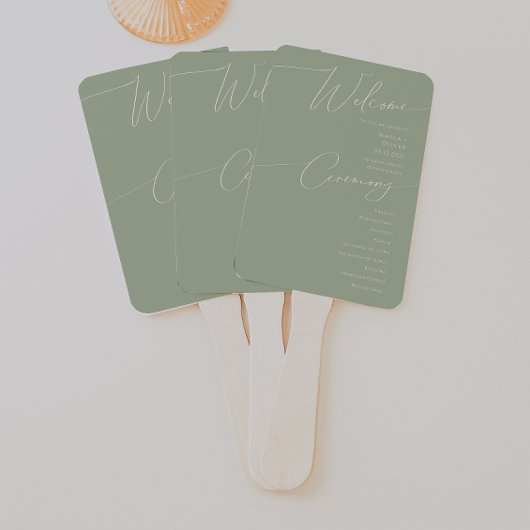 Whimsisches Skript | Sage Green Wedding Program Fächer