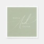 Whimsisches Skript | Sage Green Wedding Serviette (Vorderseite)