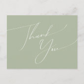 Whimsisches Skript | Sage Green Wedding Vielen Dan Postkarte (Vorderseite)
