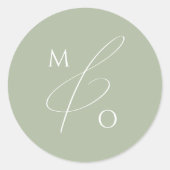 Whimsisches Skript | Sage Monogram Umschlag Aufkle Runder Aufkleber (Vorderseite)