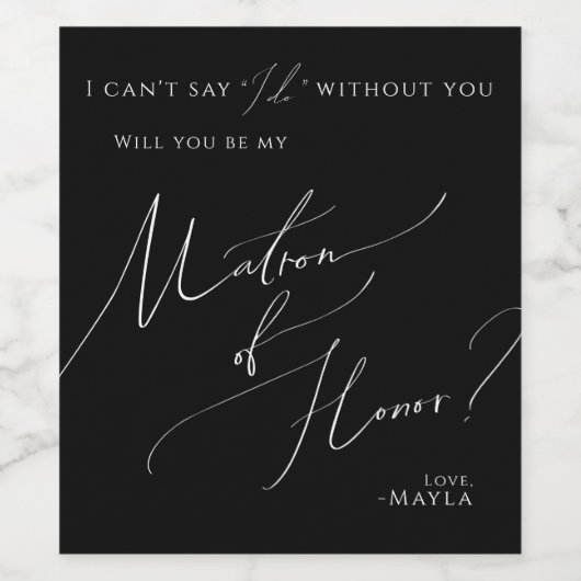 Whimsisches Skript | Vorschlag für eine schwarze M Weinetikett (Einzelnes Label)