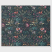 Whimsisches Smaragd und rosa Blumendekoupage Geschenkpapier (Flach)