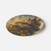 Whimsisches Sonnenblumenhaus Sommer oder Herbst Pa Pappteller (Schrägansicht)