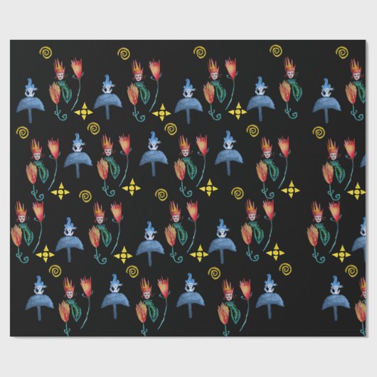 Whimsisches Spring-Mod Geschenkpapier (Flach)