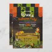 Whimsisches Spuk antikes Spielzeug Halloween-Party Einladung (Vorne/Hinten)