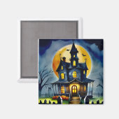 Whimsisches Spuk Haus 2 Zoll Square Magnet (Vorderseite/Rückseite)
