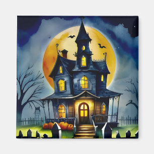 Whimsisches Spuk Haus 2 Zoll Square Magnet