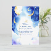 Whimsisches Stardust Online Geburtstag Einladung (Stehend Vorderseite)