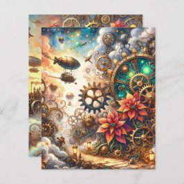 Whimsisches Steampunk Poinsettia Scrapbook Paper
